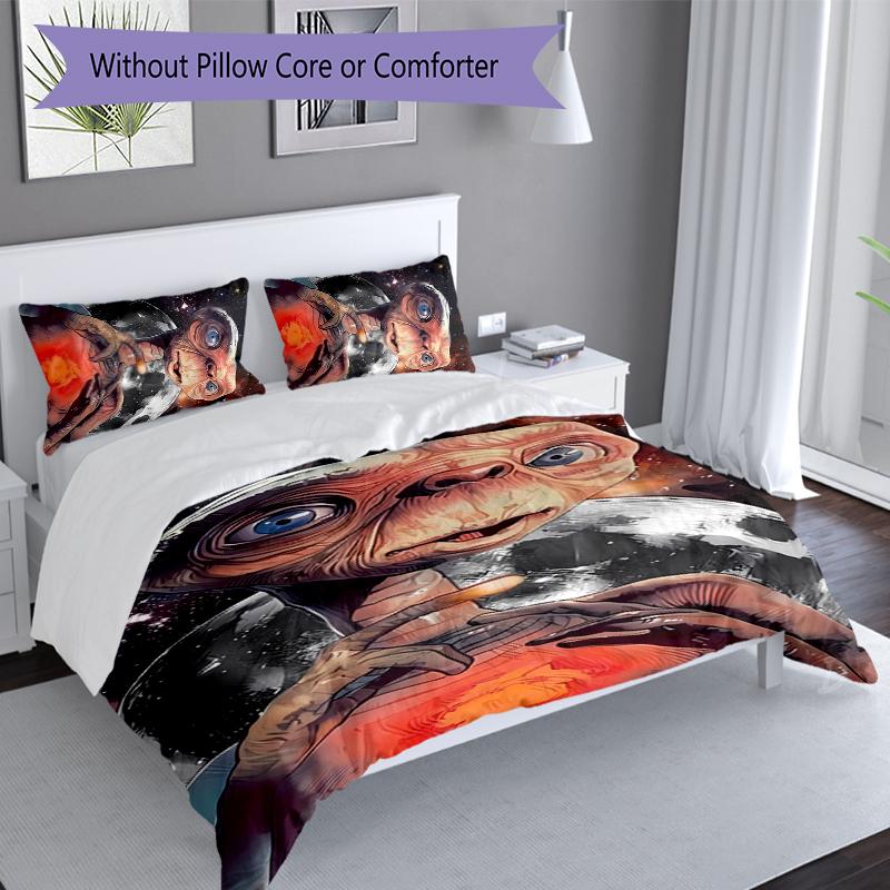 3pcs E.T. the Extra-Terrestrial Duvet Cover Set, Includes 1 Duvet Cover and 2 Pillowcases,Skin-Friendly&Comfortable Fabric,Suitable Bedding Sets