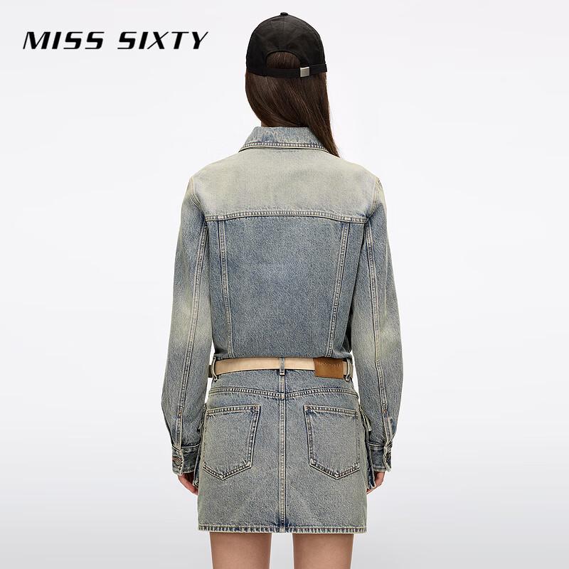 Miss Sixty Женское джинсовое мини-платье с заниженной талией и поясом