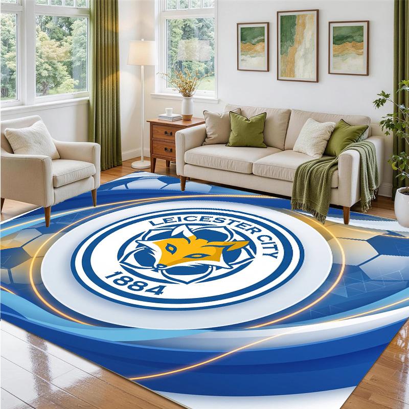 Leicester City Football Design Crystal Velvet Rug Soft Decorative Mat for Bedroom Entrance