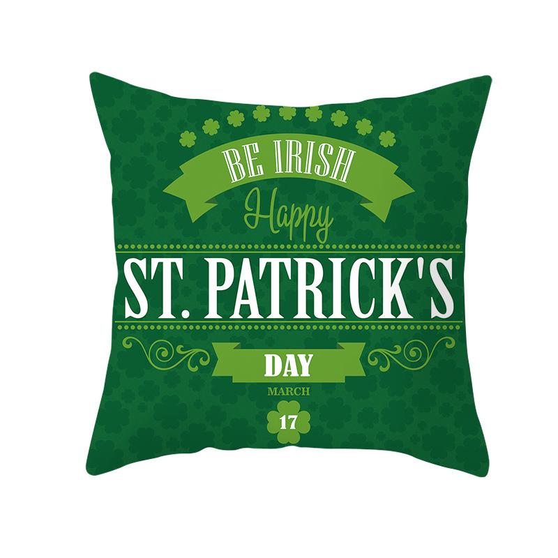 Дом Ст. Подушка из зеленого персикового бархата на День Святого Патрика, Наволочка с четырехлистным клевером на Национальный день