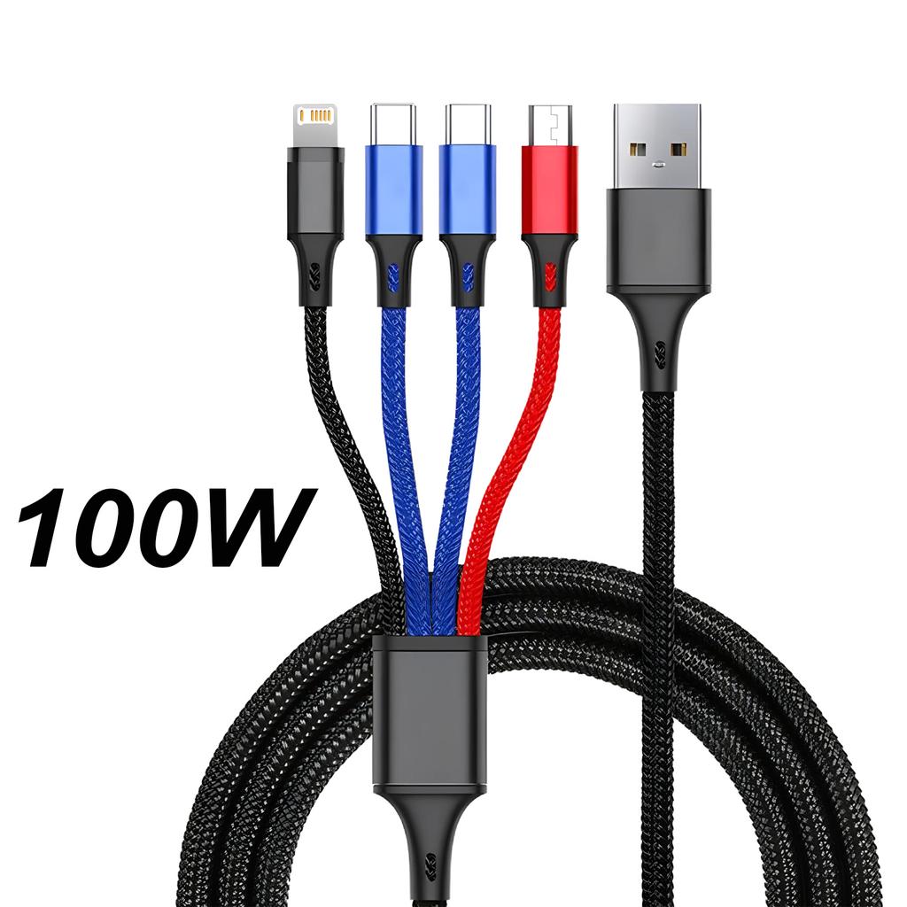 4 в 1/3 в 1 Micro USB Type C кабель для быстрой зарядки 3A телефонный кабель для передачи данных для iPhone 15 14 Xiaomi Huawei USB C