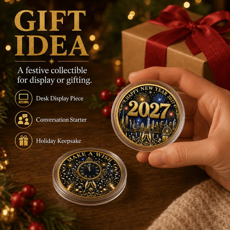 2027 Commemorative Coin Art Collectible Souvenir Clear Engraved Pattern Ideal New Year Present for Coin Collectors Keepsake