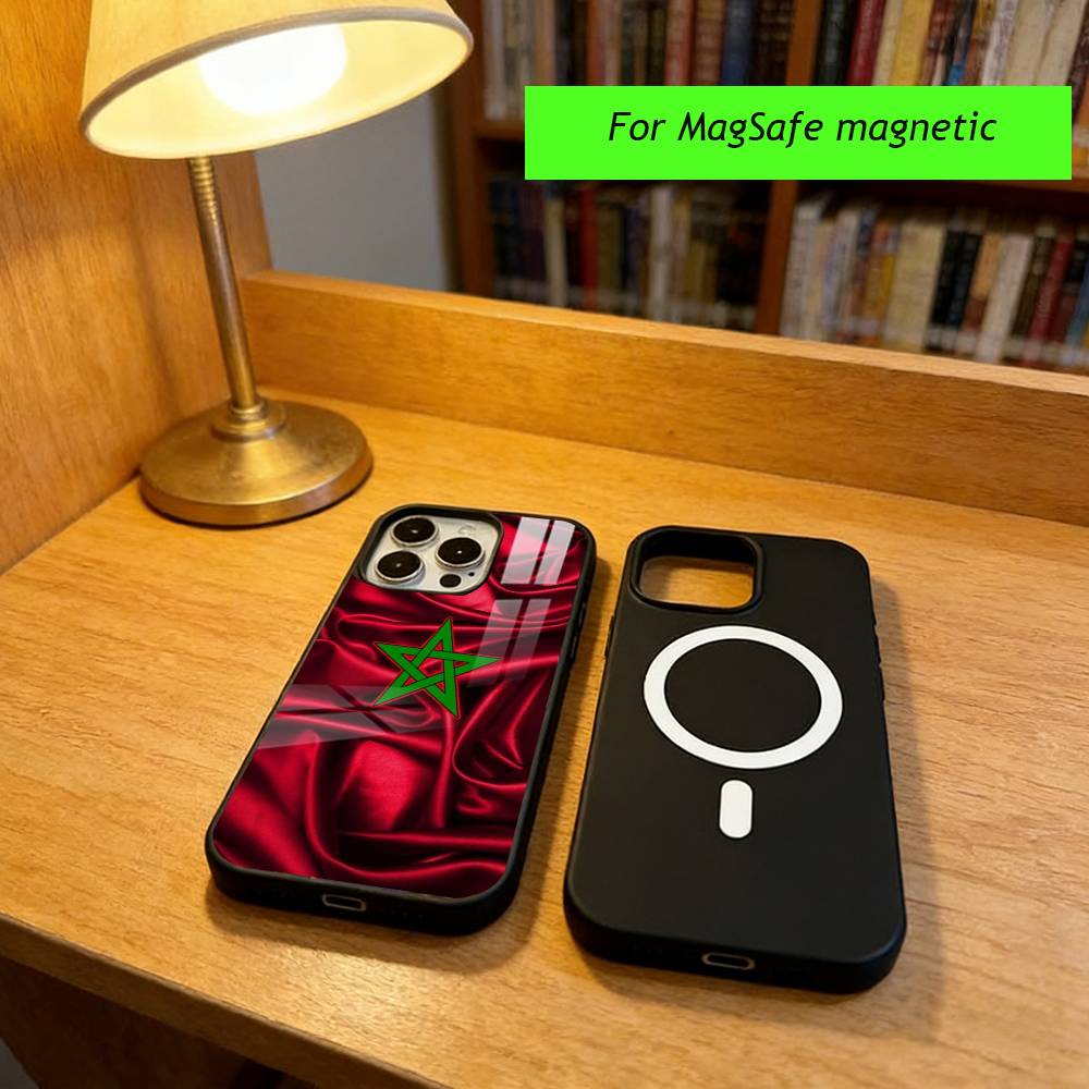 M-Moroccan flag Phone Case For iPhone17,16,15,14,13,12,11 Plus,Pro Magnetic with Magsafe Wireless Charging