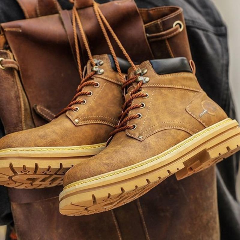 Модная мужская обувь Модные высокие повседневные ботинки Высококачественные кожаные ботинки Уличные нескользящие ботинки на платформе Мужские ботильоны Botas Hombre