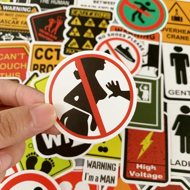 50 шт. мультяшные предупреждающие наклейки, запрещающие опасность, скейтборд, гитара, ноутбук, мотоцикл, автомобиль, классическая игрушка, крутые наклейки