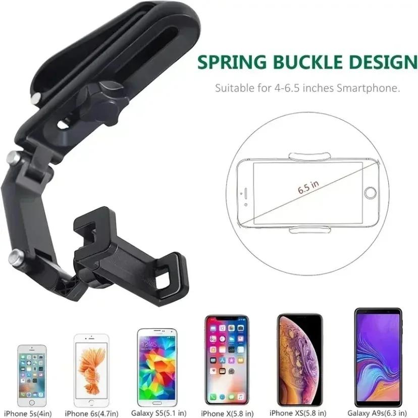 Adjustable Rotate Multifunctional Car Phone Holder Auto Rearview Mirror Seat Hanging Clip Universal Bracket Navigation Holder