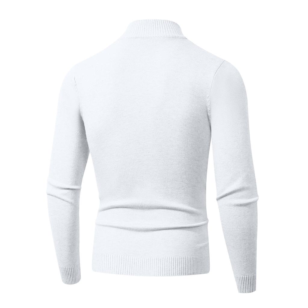 Men  Long Sleeves  Standing Collar  Half Zipper  Knitted Sweater