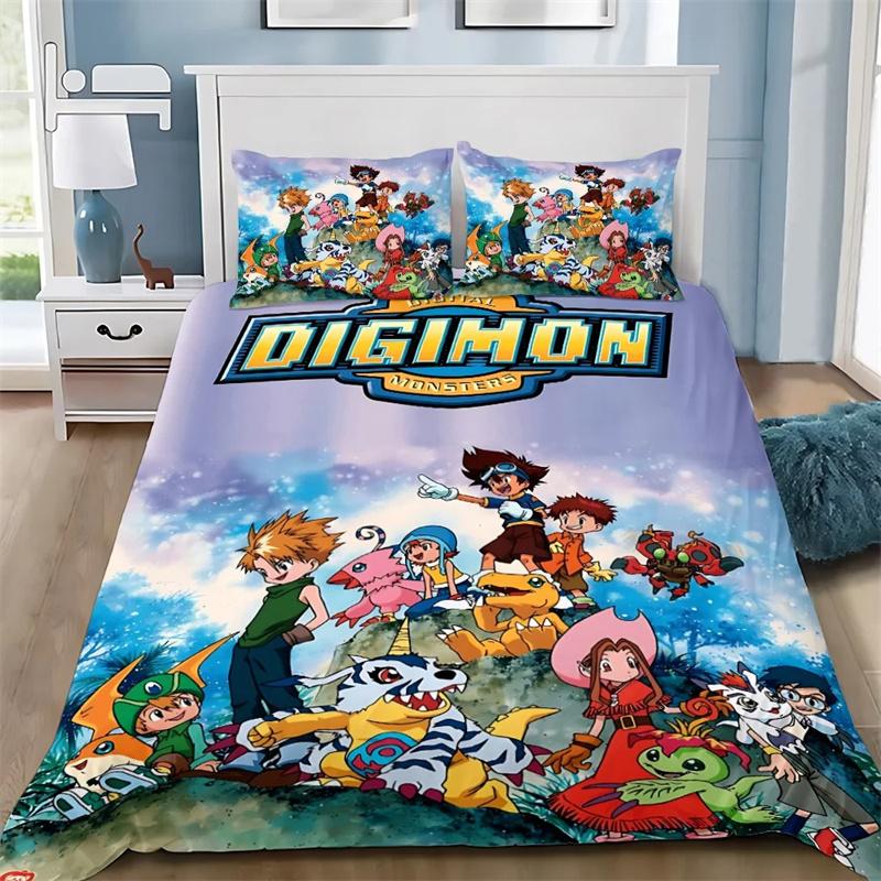 Мультяшный постельный комплект Digimon Greymon для детей и взрослых Односпальный Двуспальный Большой Размер Наволочка Чехол Декор Комнаты Мальчика Девочки