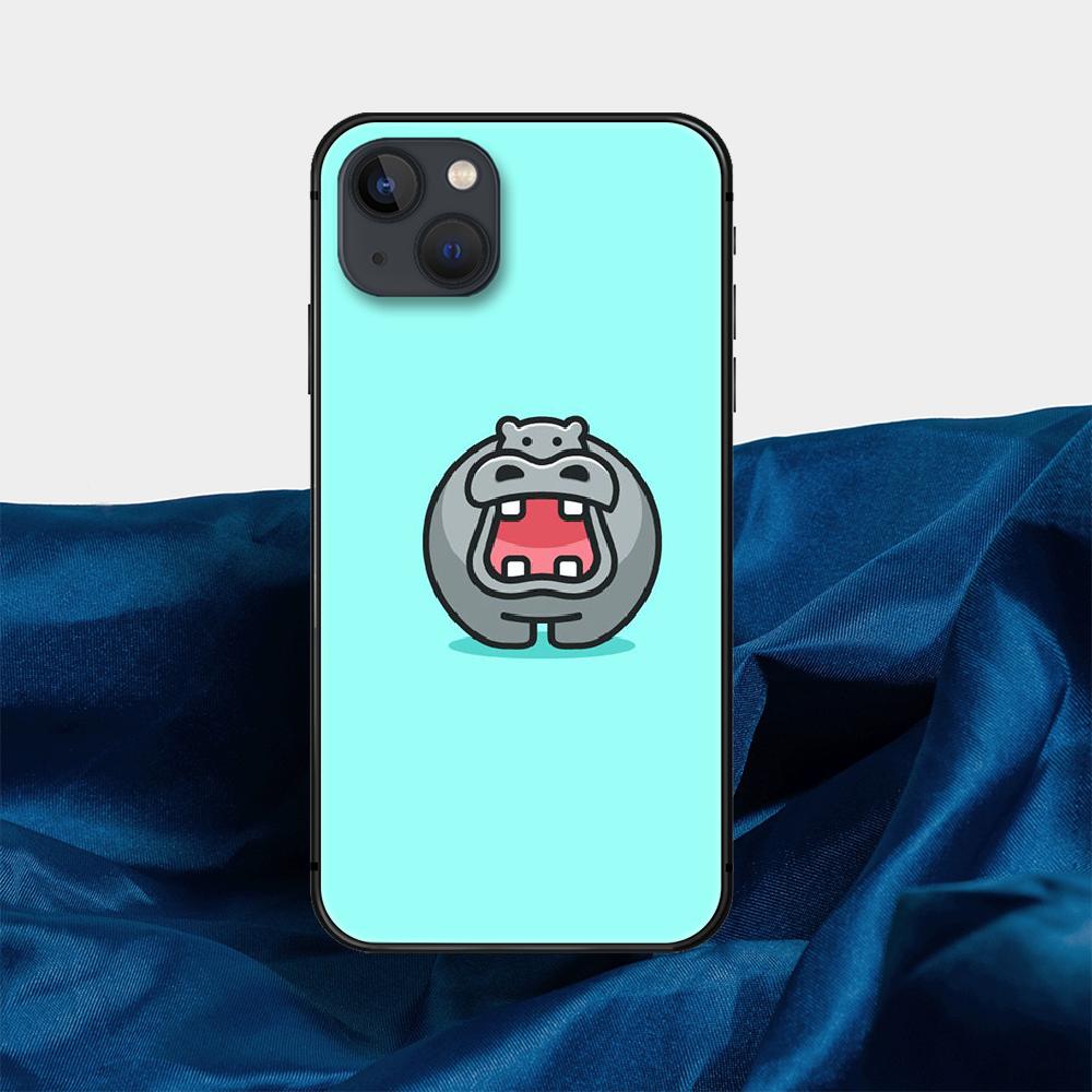 Cartoon Hippo Phone Case For iPhone Samsung Galaxy Redmi Xiaomi Oppo OnePlus Note S A 7 8 9 10 11 12 13 14 20 21 22 23 53 54 Pro Max Plus Ultra