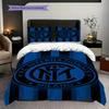 Blue Stripes Black Emblem: Inter Milan's Iconic Design Bedding (1 * duvet cover + 2 * pillowcase, without core) Bedding set Christmas birthday gift