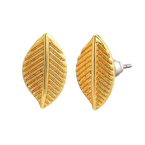 Серьги-гвоздики Gehena by Estele из металлического сплава золотистого цвета с листьями вишни для девочек и женщин