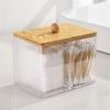 Sturdy Wood Lid Qtip Holder Storage Container Convenient for Bathroom Cotton Covers Swabs Pad and Hair Bands Organizers