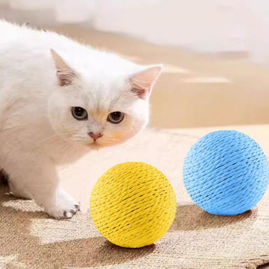 Cat Sisal Ball Interactive Cat Scratching Ball Toy Natural Sisal Scratcher Ball with Sound for