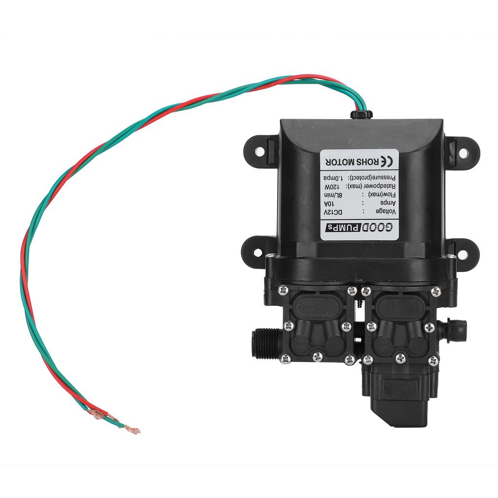 12V 120W 8л/мин Диафрагменный насос высокого давления с двойным сердечником и медным соединителем