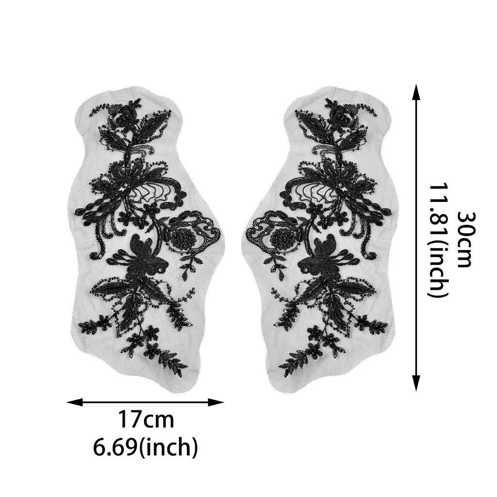 Black And White Three-Dimensional Bead Sequin Embroidery Applique Cloth Sticker Wedding Dress Dance Dress Decorative Accessories Diy Accessories