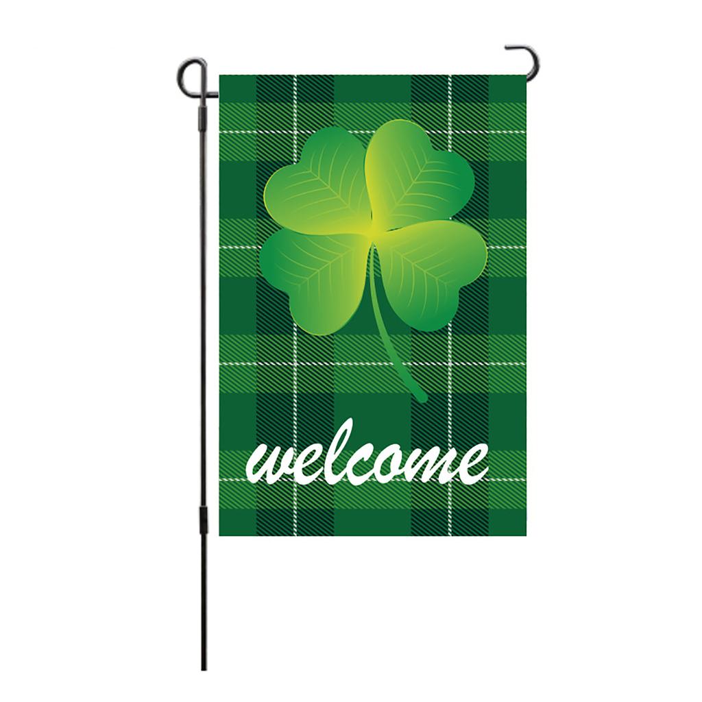 St Patricks Day Flag Double Sided Decorative Machine Washable Irish Garden Flag for Lawn Courtyard P