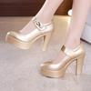 5 8 10cm Small Size 32-44 Elegant Gold Silver Wedding Shoes Women Platform Pumps 2025 Block High Heels Shoes Dress Office Model
