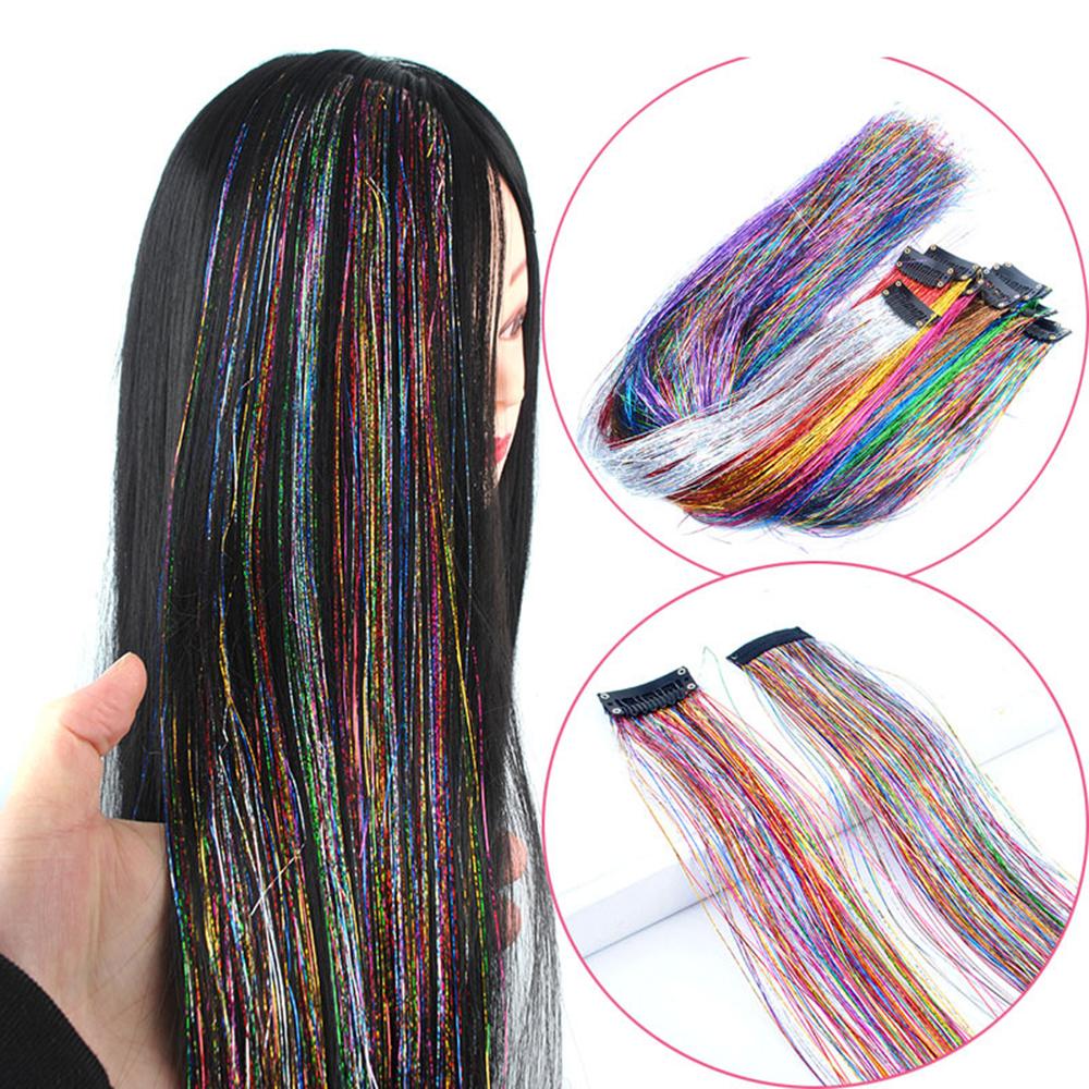Hair Tinsel Shiny Wire Hair Extension Wig Piece Hair Styling Accessory Seamless Hair Extension