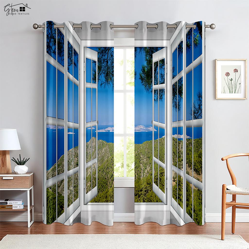 3D-печатные шторы для морского неба, шторы в средиземноморском стиле, подходящие для спальни, гостиной, гостевой комнаты, декоративные шторы
