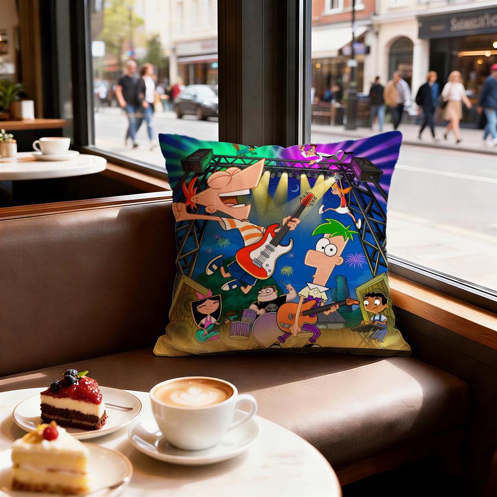 Cartoon Phineas and Ferb Cushion Cover Decorative Cushions Covers Cover Sofa x Pillow  Piece x x Pillowcase
