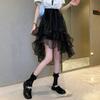 Юбки Женские нерегулярные эластичные юбки с высокой талией Летние юбки трапециевидной формы Универсальная повседневная сетчатая многоуровневая юбка