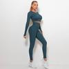 Women Seamless Yoga Suit Sweat Absorbing Hip Lifting High Waist Fitness Pants Tight Long Sleeve Sports Suit