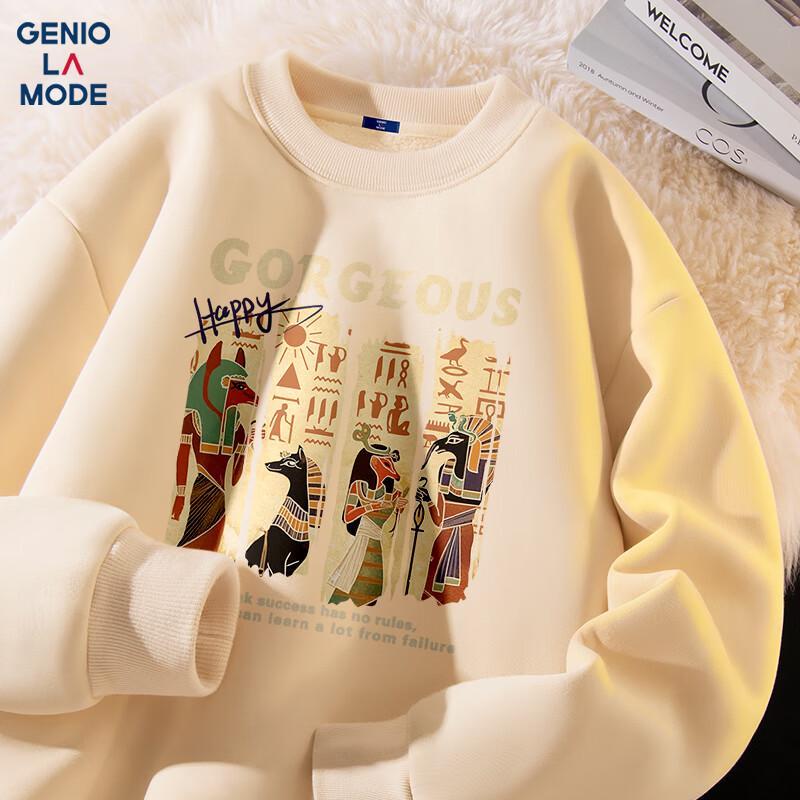 GENIOLAMODE Men's Fleece-Lined Round Neck Sweatshirt