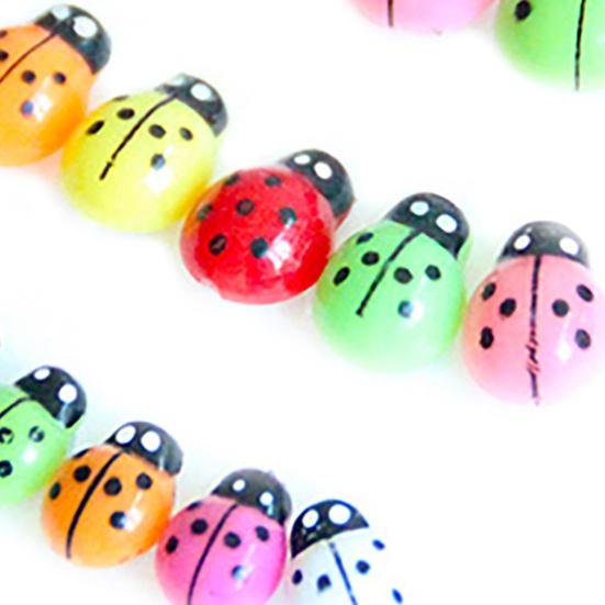 100Pcs Ladybugs Smooth Charming Colorful 3D Ladybugs Ornaments