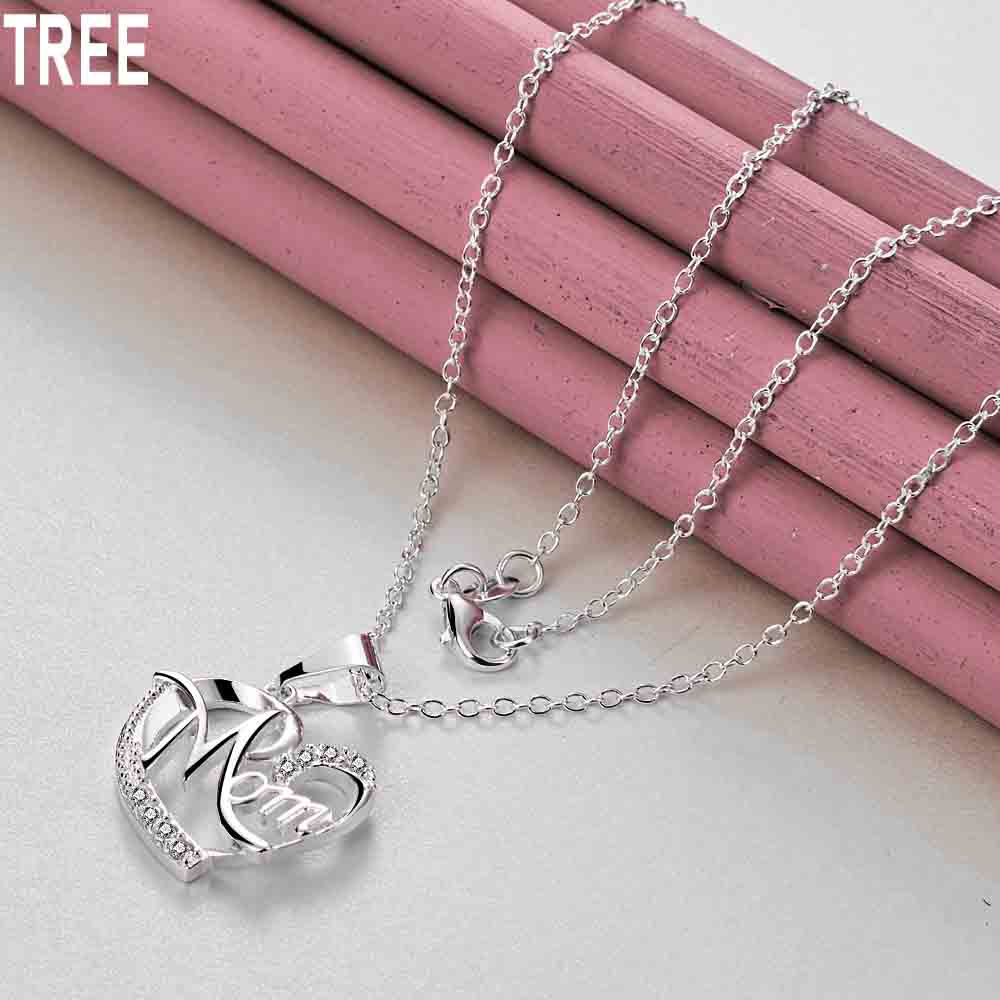 Ожерелье с подвеской в виде сердца матери из стерлингового серебра 925 пробы с цирконием AAA, модные свадебные украшения