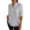 2025 Spring/Summer Women's Lace Embroidery Button V-Neck Shirt
