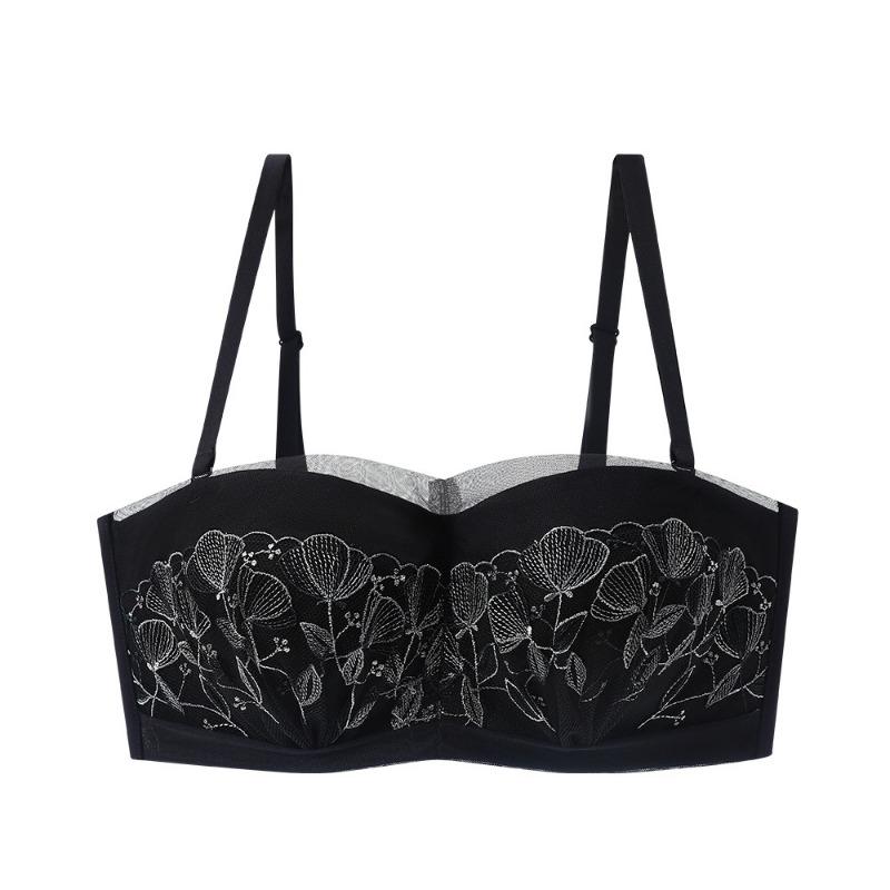Французское нижнее белье, сетчатый бюстгальтер со съемными бретелями и вышивкой из сладкого кружева