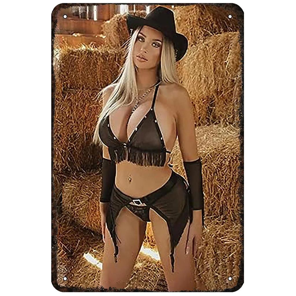 Vintage Metal Tin Signs Sexy Hot Western Retro Pin-Up Cowgirls Posters Decor Plaque Home Decoratios For Garage Bar Cafe Club Pub