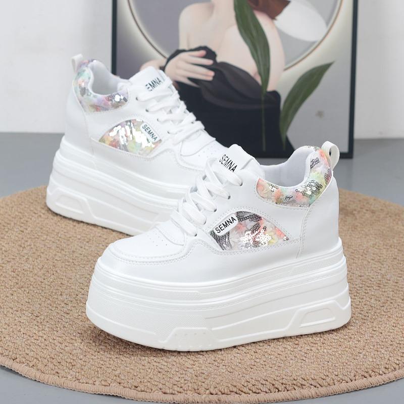 Fashion 10CM Autumn Women Platform Sneakers Casual Outdoor Skateboard Comfortable Lace Up New Autumn Sneaker Running Sports Shoe Female