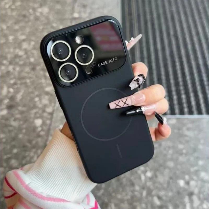 Роскошный Жидкий Магнитный Чехол-Кристалл для Линзы Magsafe для iPhone 17 Pro Max Air 16 15 14 13 12 Беспроводная Зарядка Мягкое Гладкое Покрытие