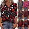 Women's T Shirt Print Button 3/4 Sleeve Daily Weekend Fashion Basic V- Neck Regular Top