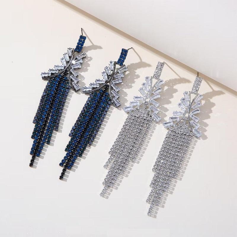 Модные цветные серьги-кисточки с кристаллами и стразами для женщин, свадебные серьги-подвески Brincos для свадебной вечеринки