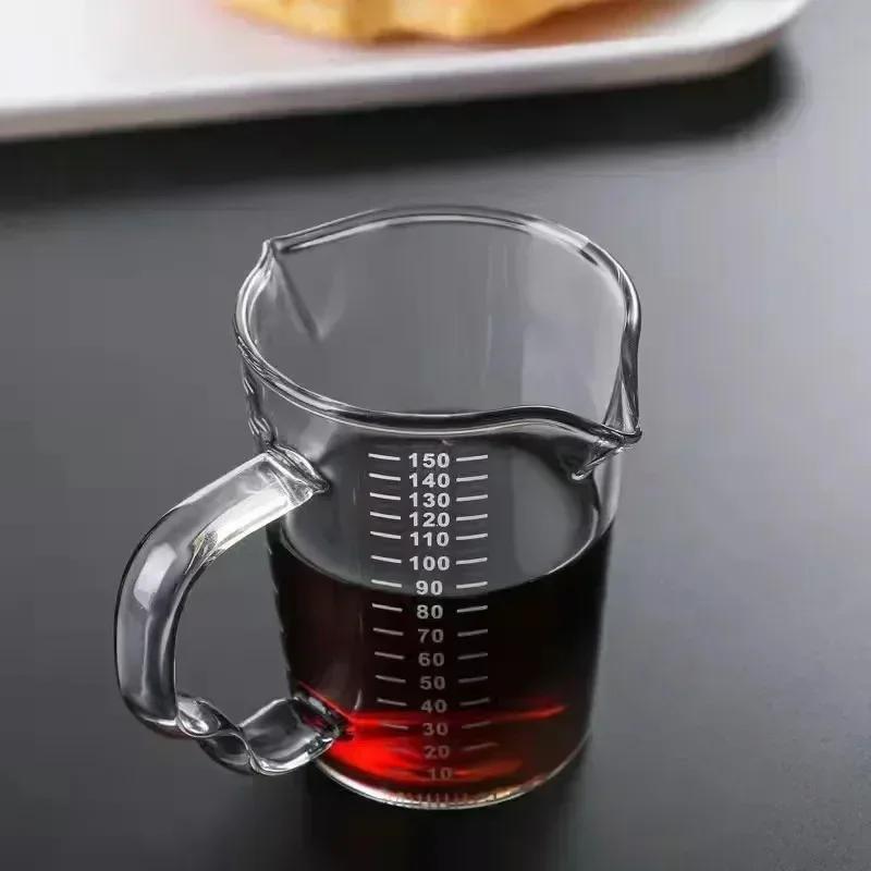 70/150ml Espresso Clear Glass Cup Double Mouth Scale Measuring Cup Milk Latte Jug Coffee Mug Heat Resistant Glass Cup Drinkware