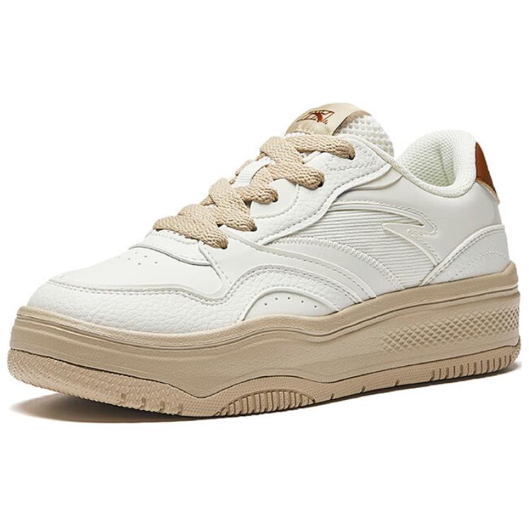 New Anta Street Play 2 Slip Resistant Cushioning Low Top Skateboard Shoes Women's White Brown 922448077-9