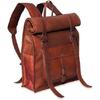 Handmade Genuine Vintage Leather Backpack Camping Travel Rucksack Bag Full Grain Goat Leather Casual Laptop Work Roll Top Backpack