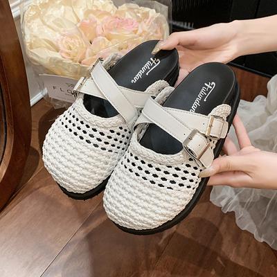 Балетки Сетка Женские Тапочки Дизайнерское Плетение Неглубокие Мюли Обувь 2025 Лето Ходьба Слингбэк Женские Сандалии Sandalias De Mujer