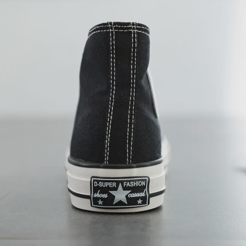 DDOO Women's High-Top Black Canvas Sneakers - Ulzzang Style for Spring and Autumn 2024.