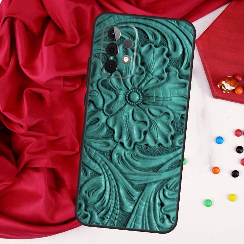 Коричневый тисненый кожаный узор для чехла Samsung Galaxy A15 A55 A53 A33 A35 A22 A32 A52 A54 A34 A14 A56 A36 A26 A16 A05 A06