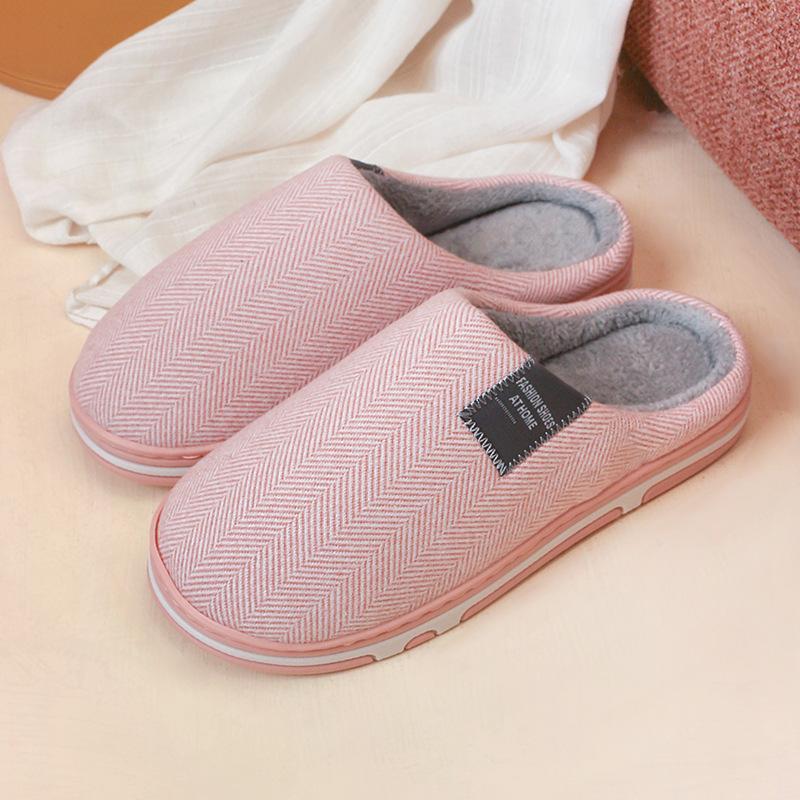 Новые хлопковые тапочки женские сумки и осенне-зимние домашние пары простые однотонные толстые плюшевые теплые тапочки мужские