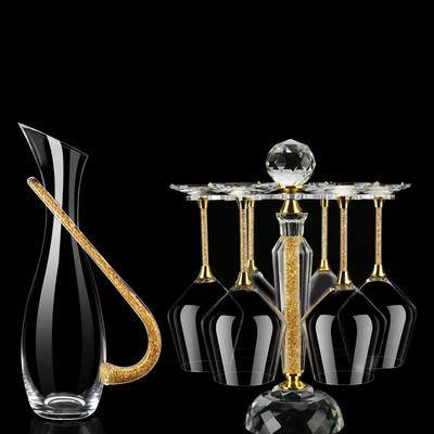Nordic Light Luxury Gold Foil Crystal Glass Goblet and Decanter Set Family Party Bar Набор бокалов для вина Набор бокалов для коктейлей и шампанского