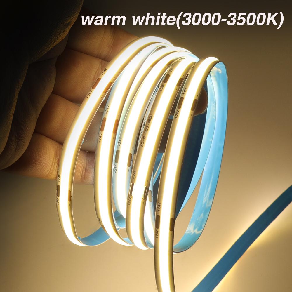 5M 10M/Roll COB Strip DC 12V 24V 320Leds/M 4000K 4000K 6000K Warm Natrual White High Density Flexible Ribbon Rope FOB LED Light