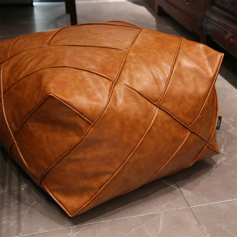 Moroccan PU Leather Pouf Ottoman Futon Footstool Home Tatami Unstuffed Cushion Sofa Bean Bag Ins Living Room Decor Craft