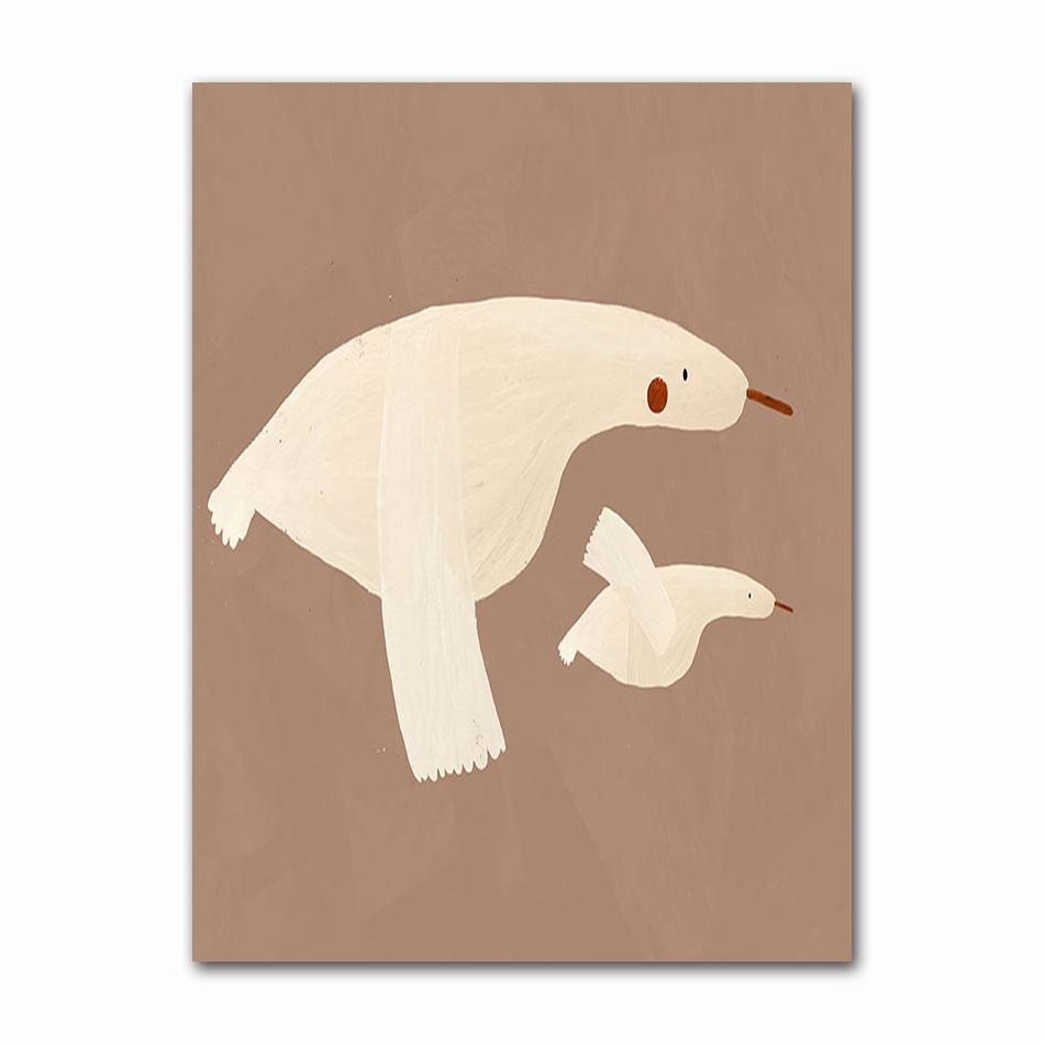 Boho Cartoon Rabbit Mouse Goose Nursery Wall Art Canvas Painting Nordic Retro Poster Prints Wall Picture Baby Kids Room Decor
