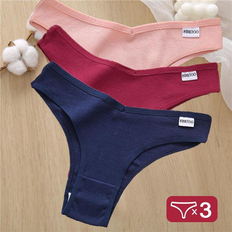 3PCS/Set Cotton Lingerie Panties Sexy Underwear Women Briefs Tangas Female Underpants Pantys Thong Panties Bikini Solid 6 Color