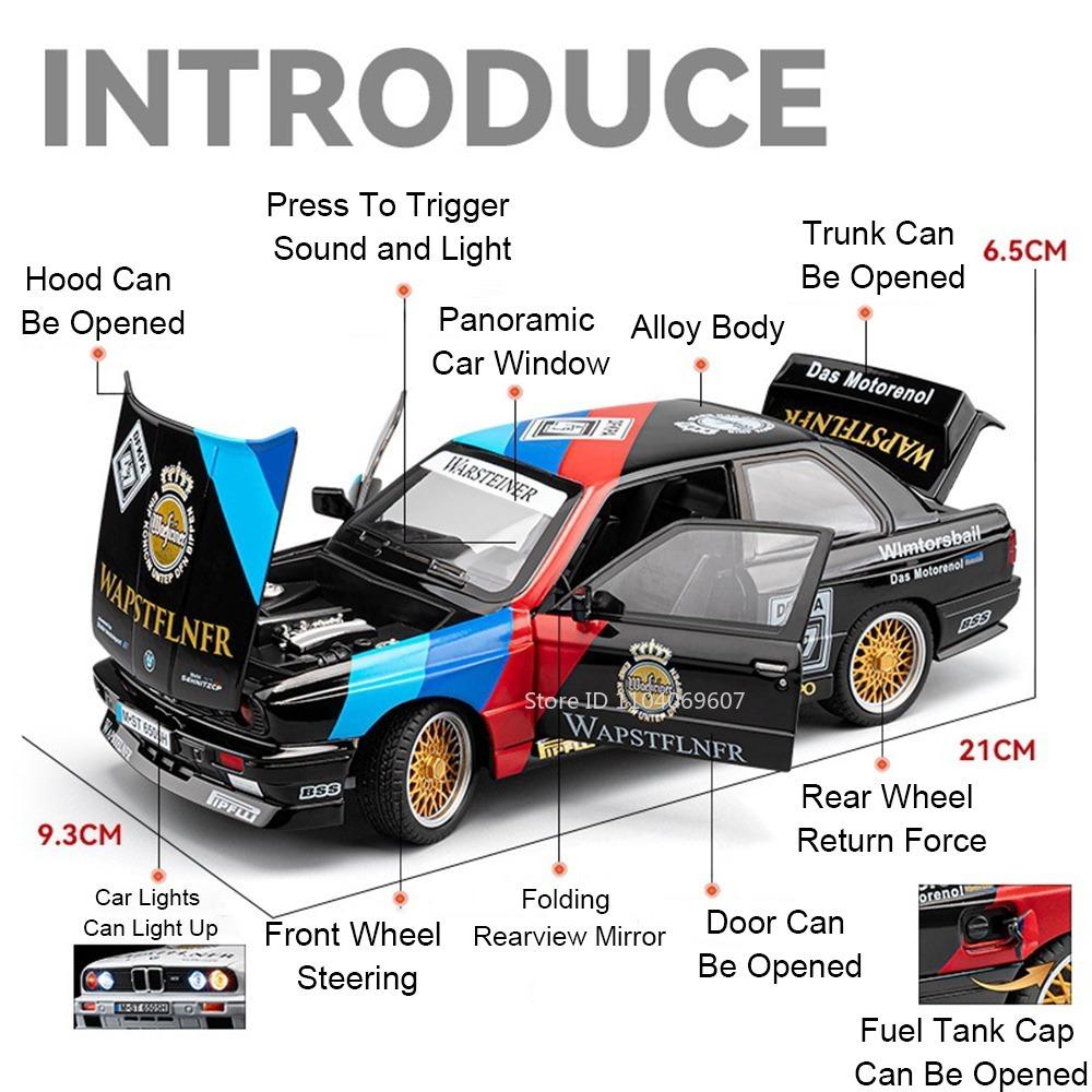 1:24 M3 GTR E46 Модель Гоночный Автомобиль Игрушки Сплав Литье под Давлением Звук Свет Двери Открываются Амортизация Оттянуть Назад Симуляция Суперкары