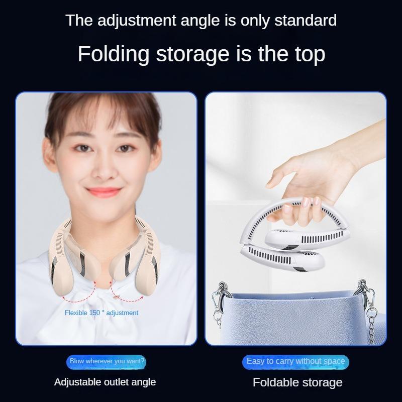 Вентилятор на шею Портативный безлопастной шейный охладитель воздуха с зарядкой от USB Портативный вентилятор Цифровой дисплей Складной летний охлаждающий вентилятор